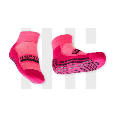 Pair of pink ankle socks by Grip Star Socks.