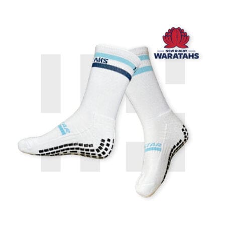 Pair of New South Wales Waratahs crew socks by Grip Star Socks.