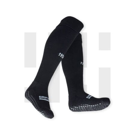 Pair of black football socks by Grip Star Socks.