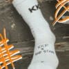 Kai Kara-France white crew socks by Grip Star Socks.