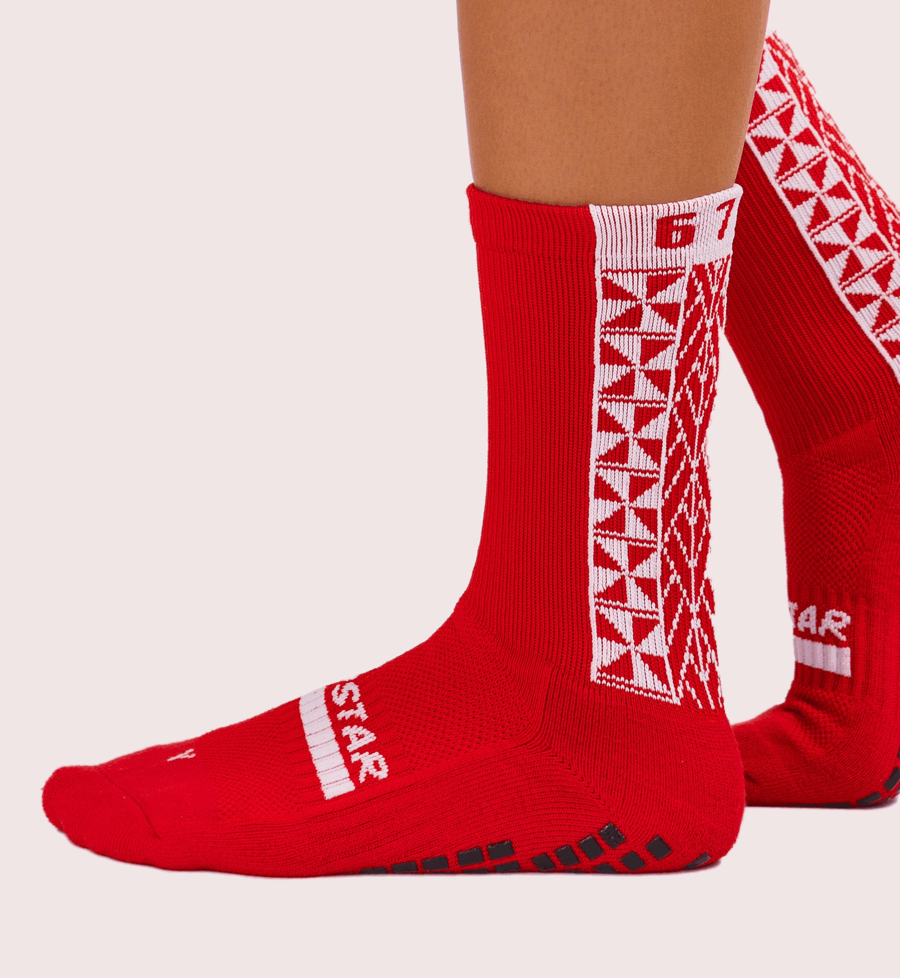 Grip Star Tonga Crew Socks – High-grip red socks with Tongan style
