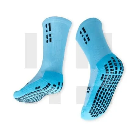 Pair of sky crew socks by Grip Star Socks.