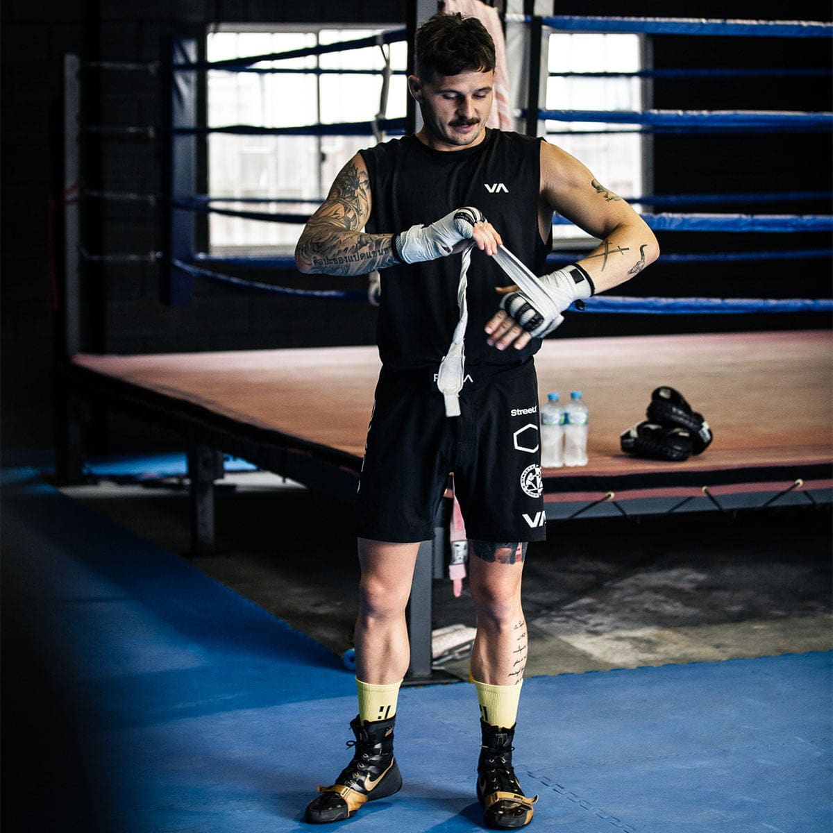 Boxer Ben Mahoney wears Grip Star Socks